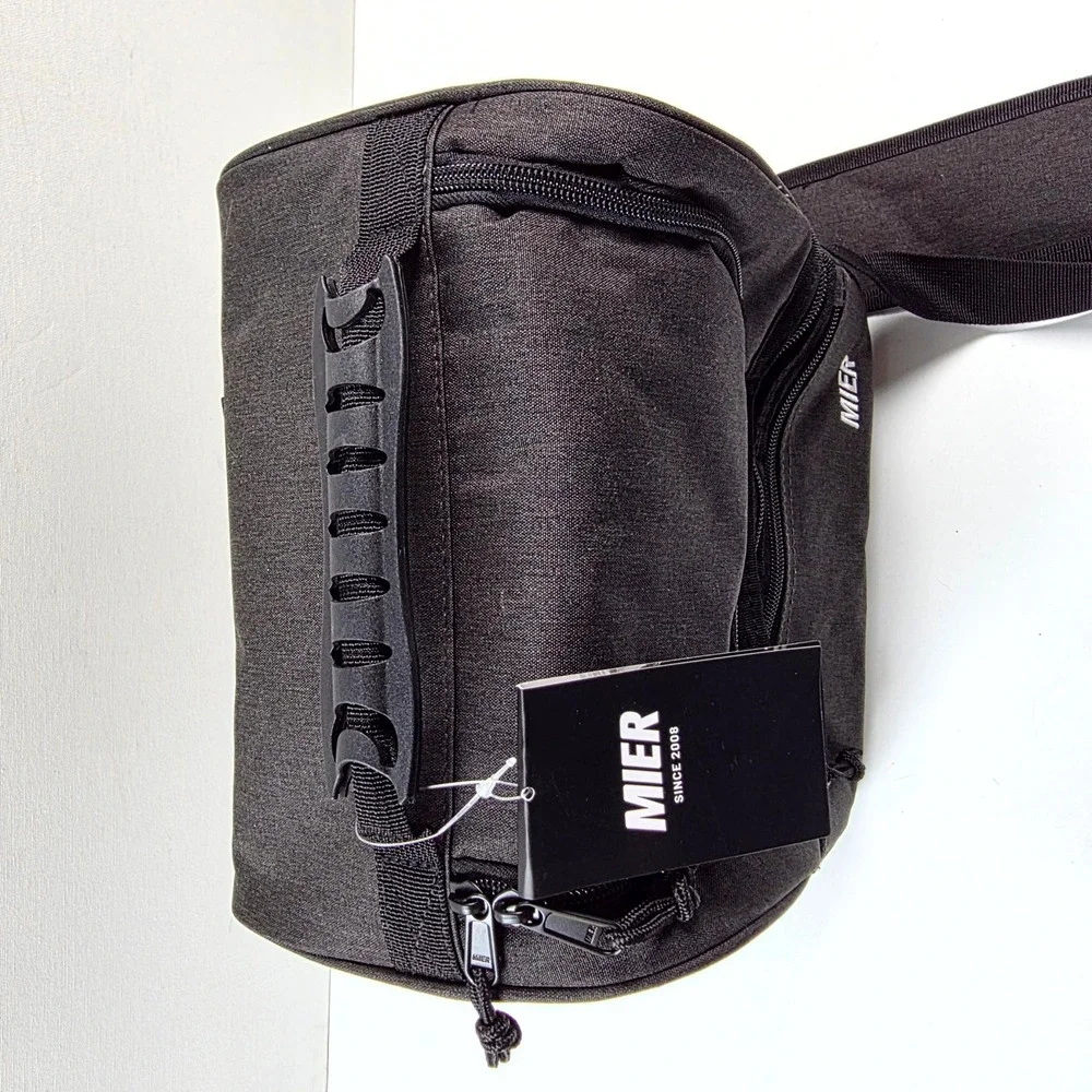 MIER Lunch Bag Black Dual Compartment Insulated Tactical Meal Prep Box Travel